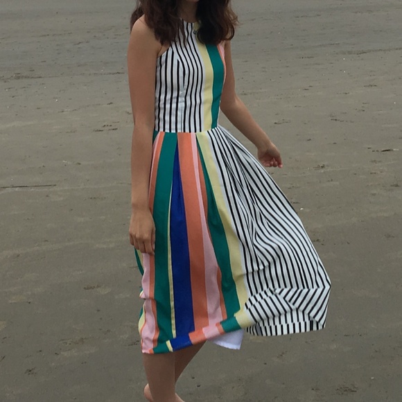 SHELL N Dresses & Skirts - Shell N Color-block Stripe Midi Dress XS